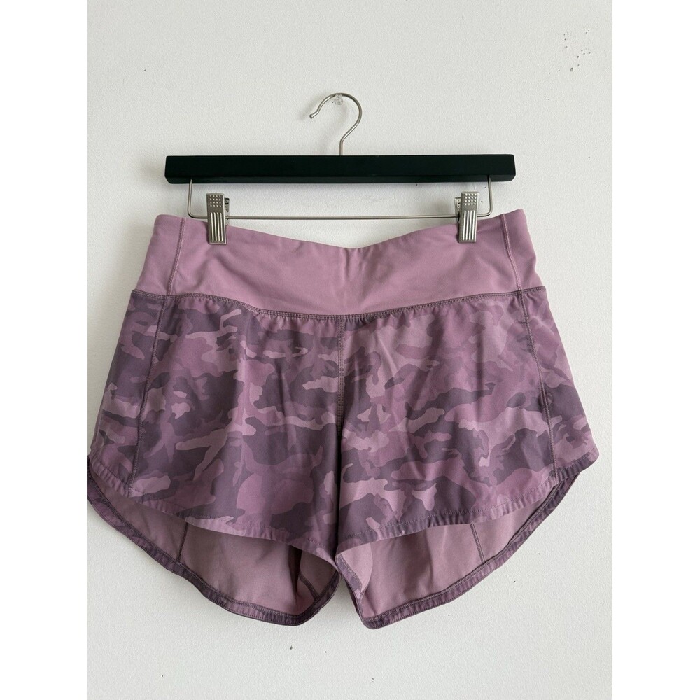 Lululemon Shorts Women Size 8 Pink Purple Camo Lined Running Athletic Workout